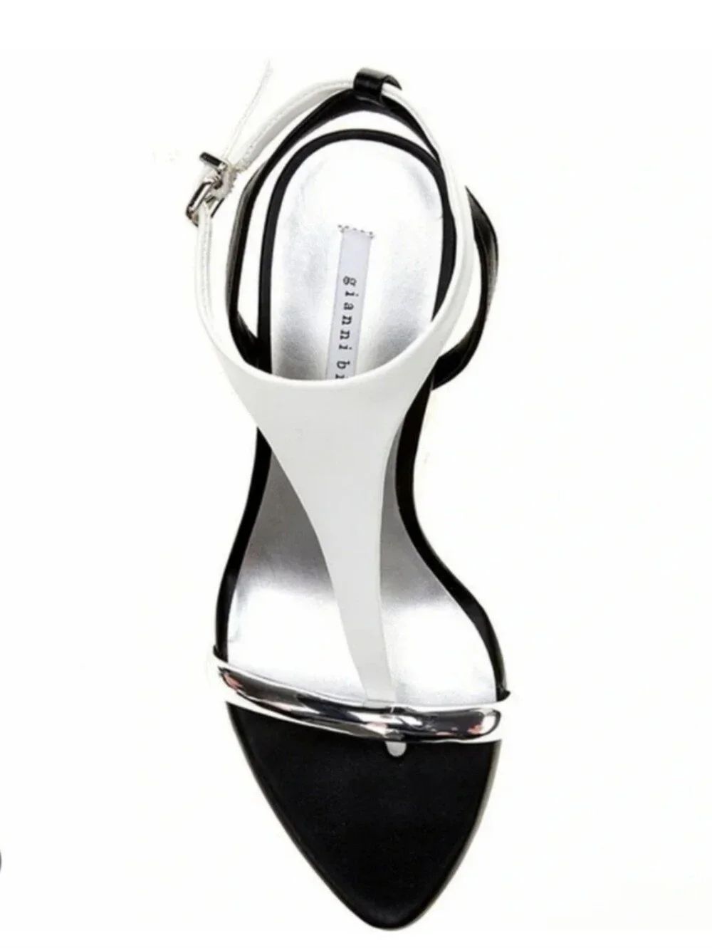Gianni Bini Dress Sandals 7.5 Black White Leather Orah Thong High Heel New $120